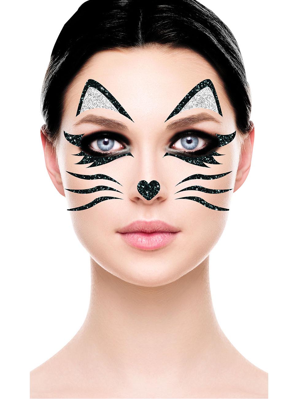 Katze Glitter Gesichtsaufkleber 20x20 cm – Halloween & Party