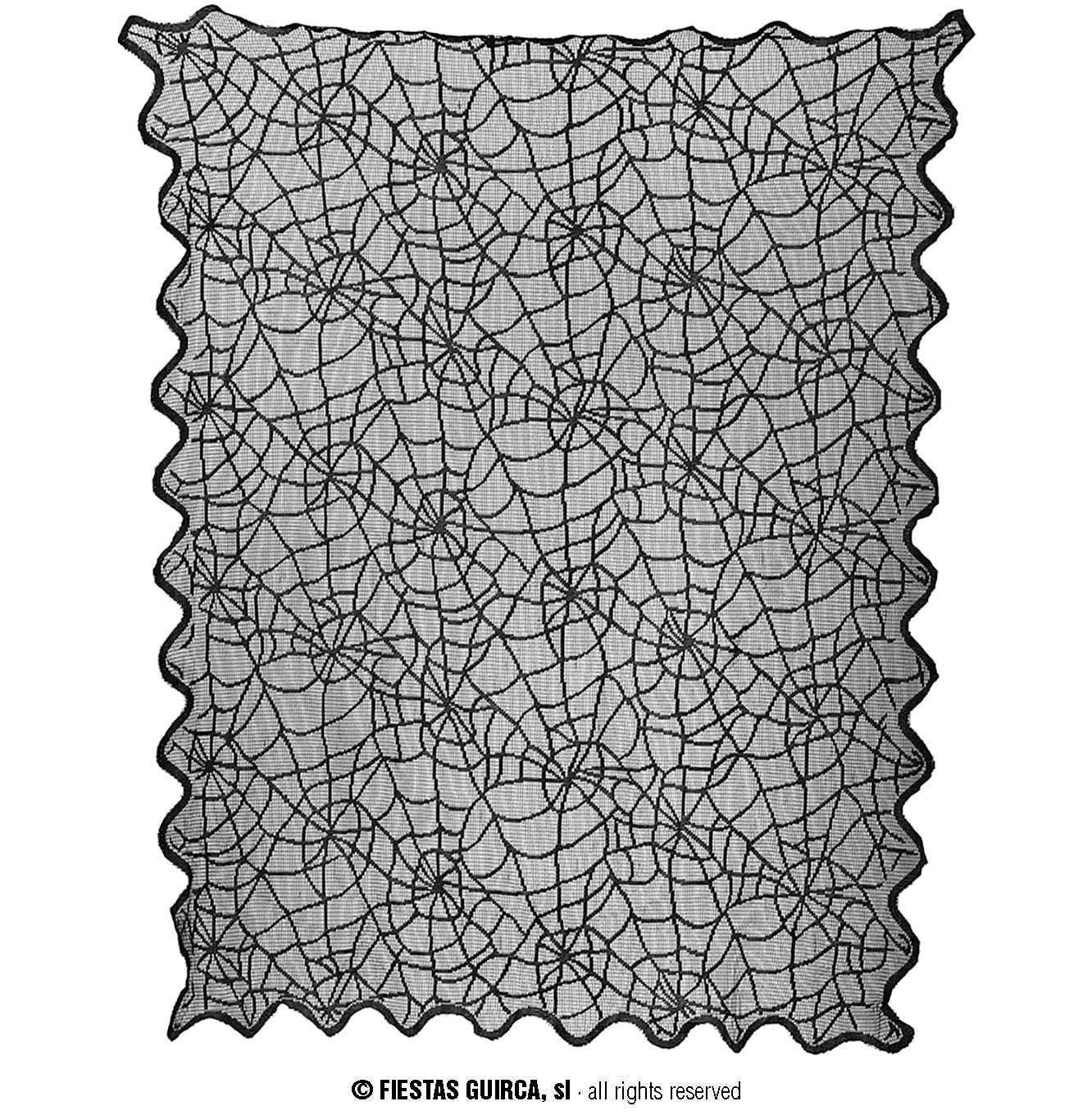 Schwarze Halloween Tischdecke Spinnennetz-Spitze – 100x75 cm