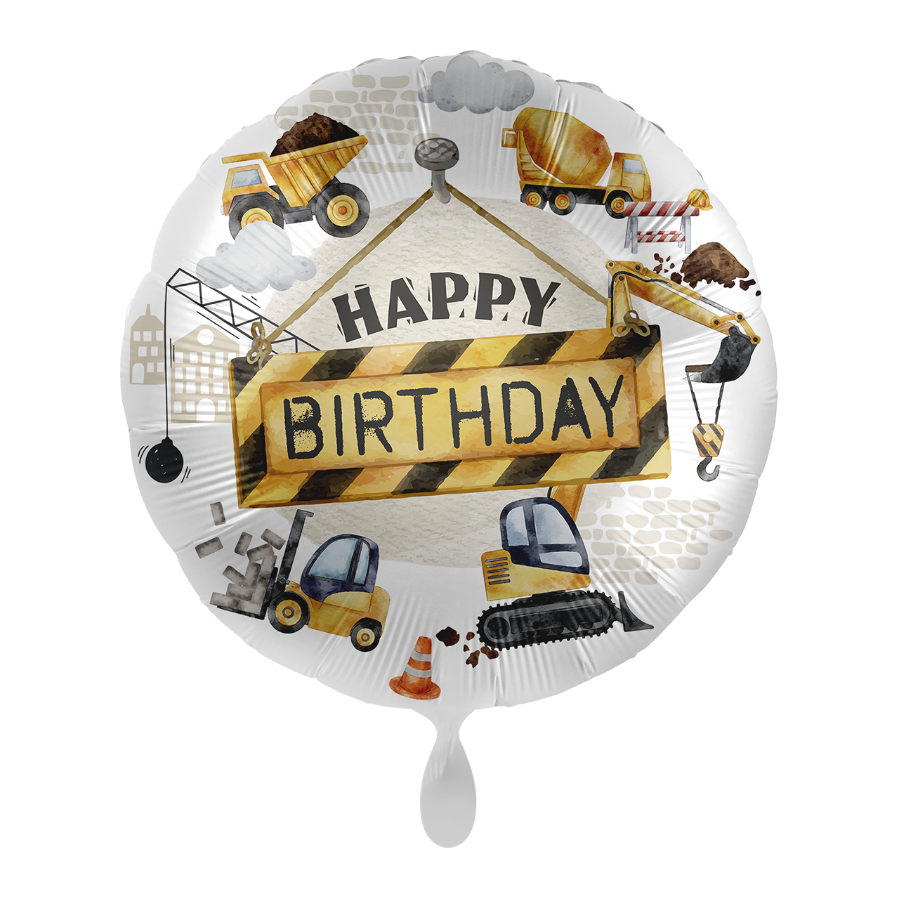 Folienballon – Baucrew Happy Birthday Ø 45 cm