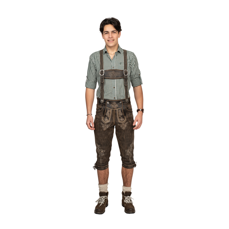 Lederhosen kniebund braun vintage look antik, mit H-Träger