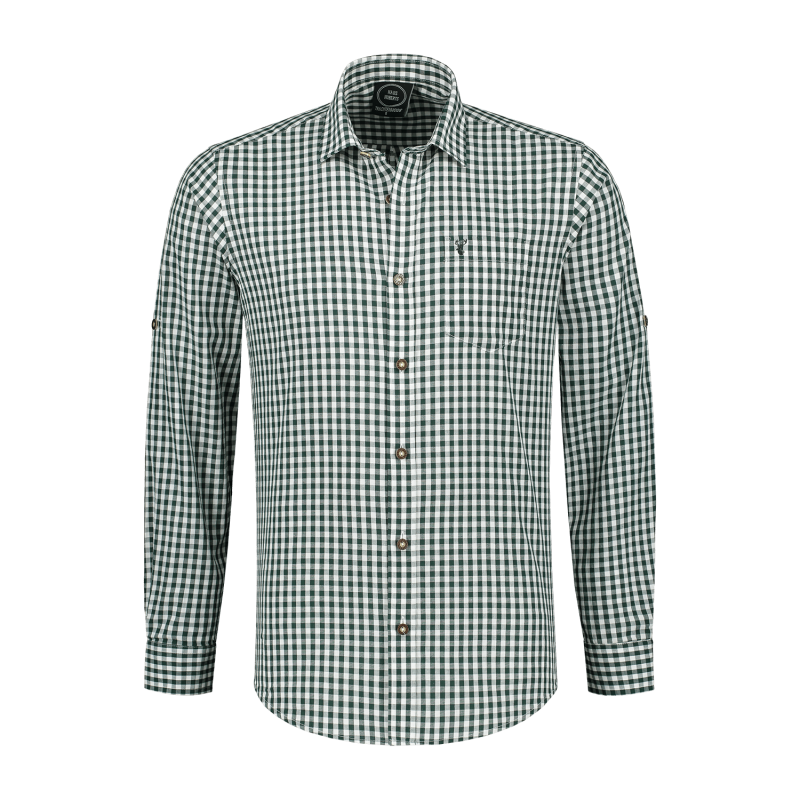 Trachtenhemd grün-weiß kariert Premium Cotton Blend