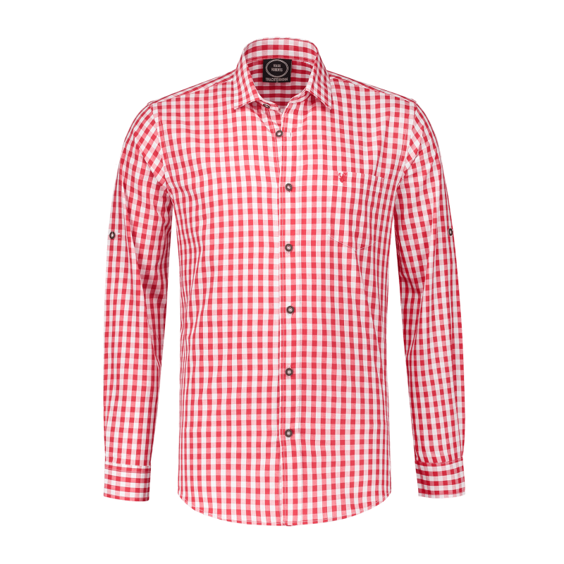 Trachtenhemd rot-weiß kariert Premium Cotton Blend