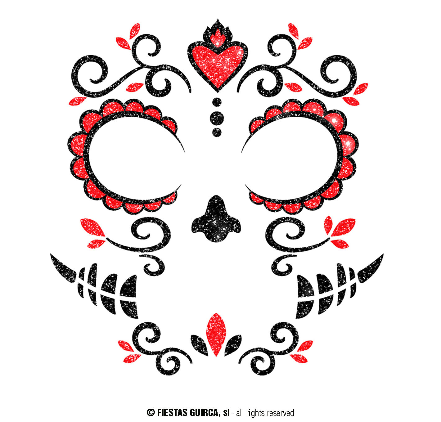 Catrina Glitter Gesicht Aufkleber – 20x20 cm, Halloween