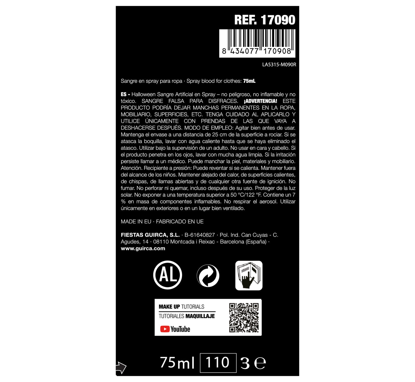 Kunstblut Spray 75 ml – Bluteffekt für Kleidung & Kostüme
