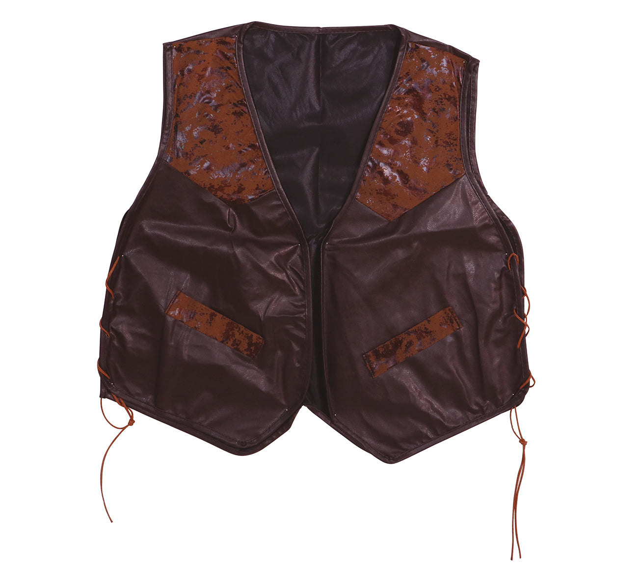 Braune Cowboy-Weste aus Kunstleder – Western Kostüm Accessoire