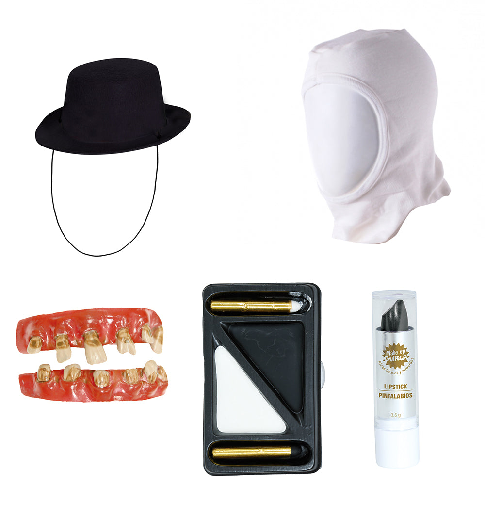Terror Clown Set – mit Kapuze, Schminke & Zähnen