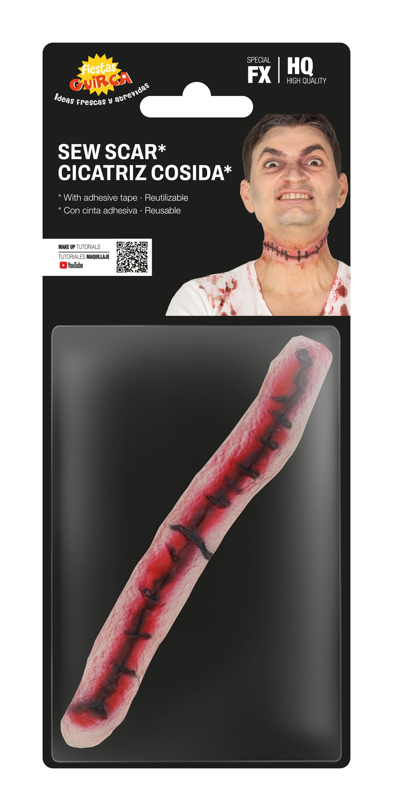 Latex Narbe genäht – 25 cm Horror Wunde für Halloween