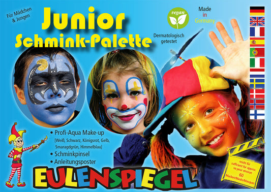 Eulenspiegel Junior Schminkpalette – 6 Farben mit Pinsel & Anleitung (für ca. 60 Masken)