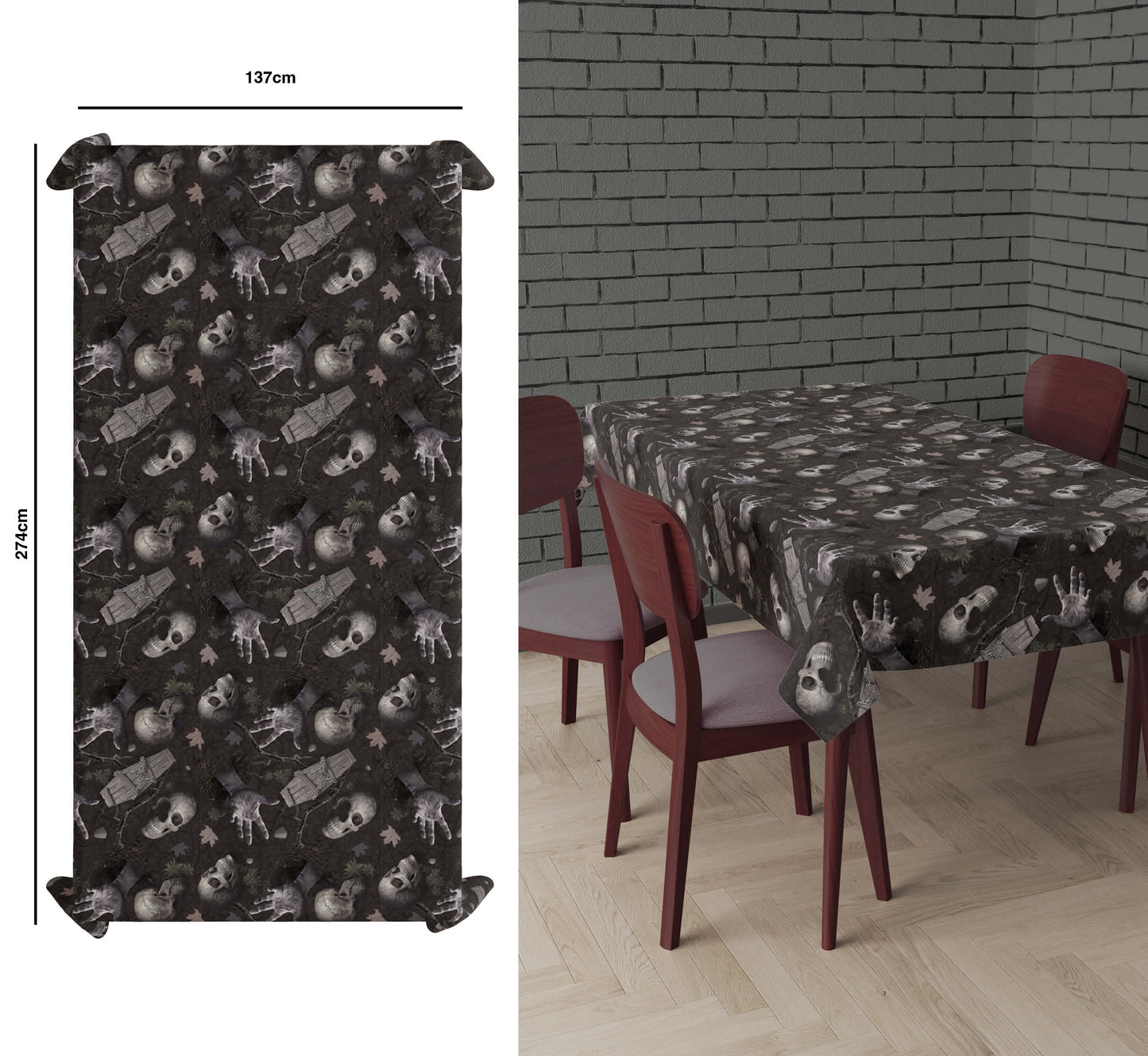 Halloween Tischdecke „Untoten Friedhof“ – 137x274cm