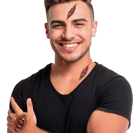 Klebe-Tattoo „Offene Wunden“ – Realistische Horror-Effekte für Halloween