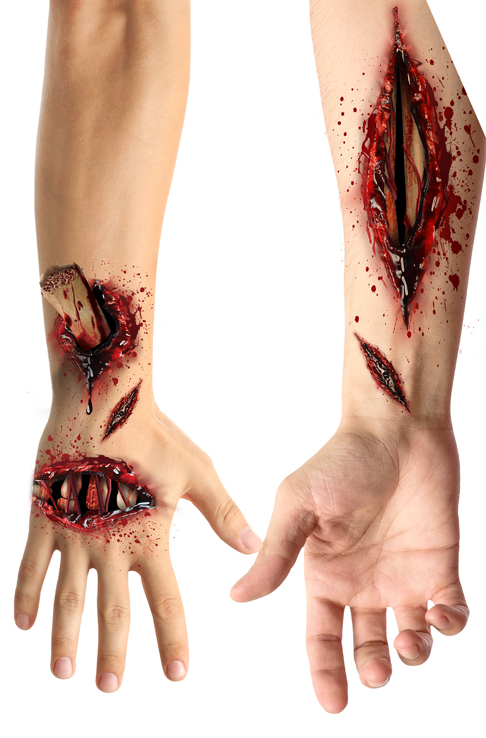 Klebe-Tattoo „Offene Wunden“ – Realistische Horror-Effekte für Halloween