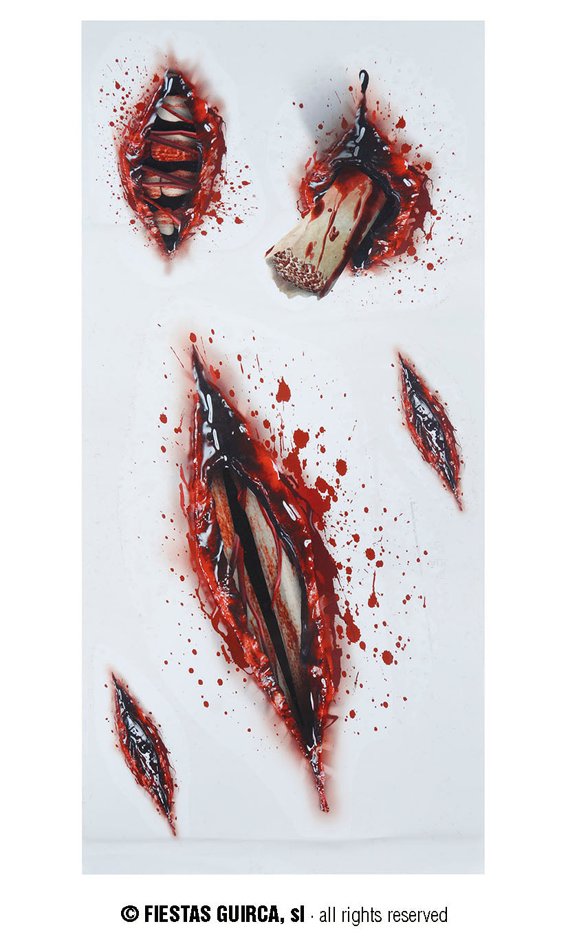 Klebe-Tattoo „Offene Wunden“ – Realistische Horror-Effekte für Halloween