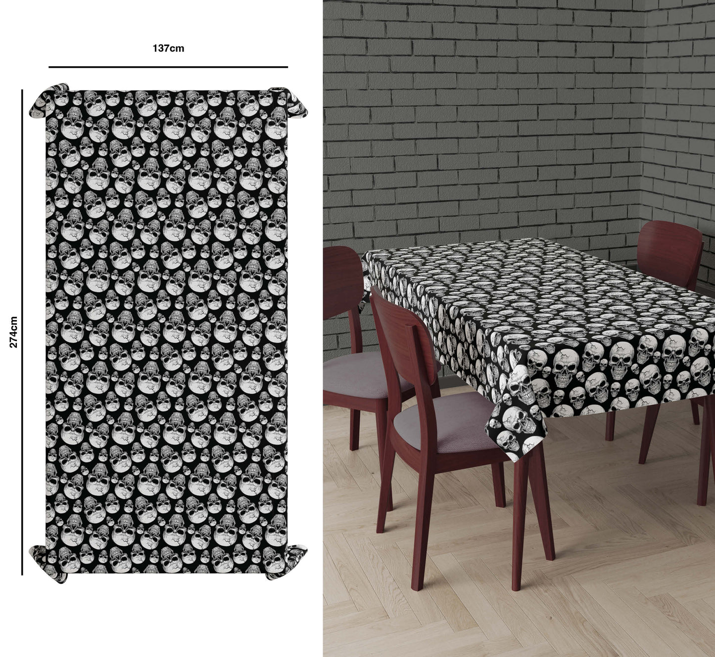 Halloween Tischdecke Totenköpfe – 137x274 cm