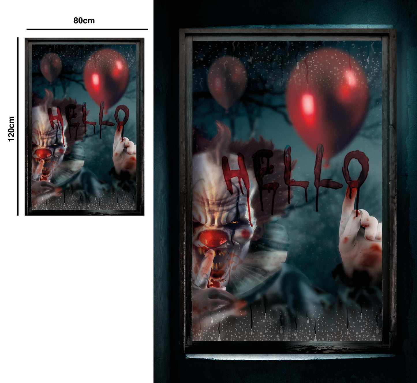 Halloween Fensterdeko Clown – 80x120 cm