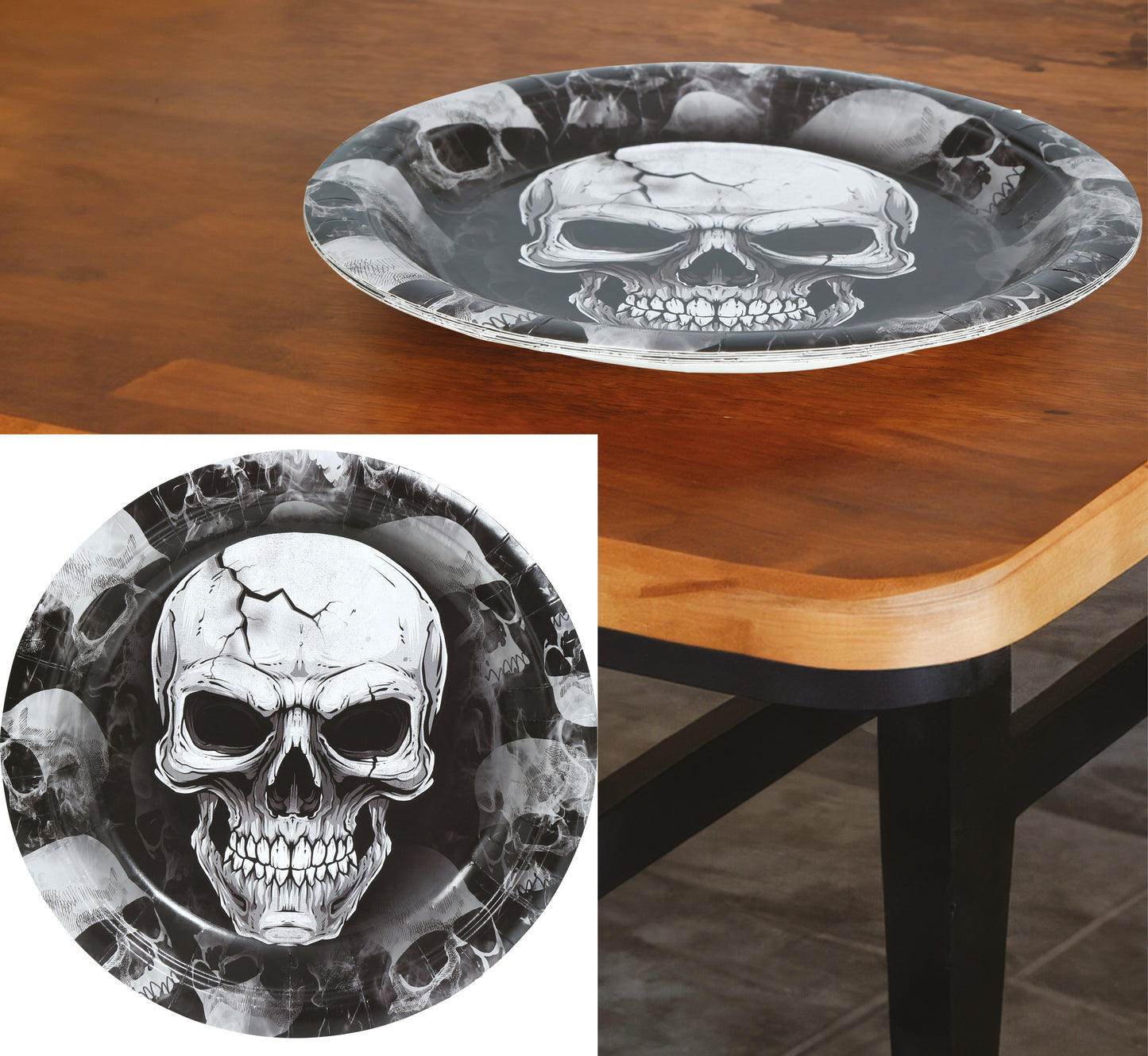 6er Set Halloween Teller Totenköpfe – 23 cm