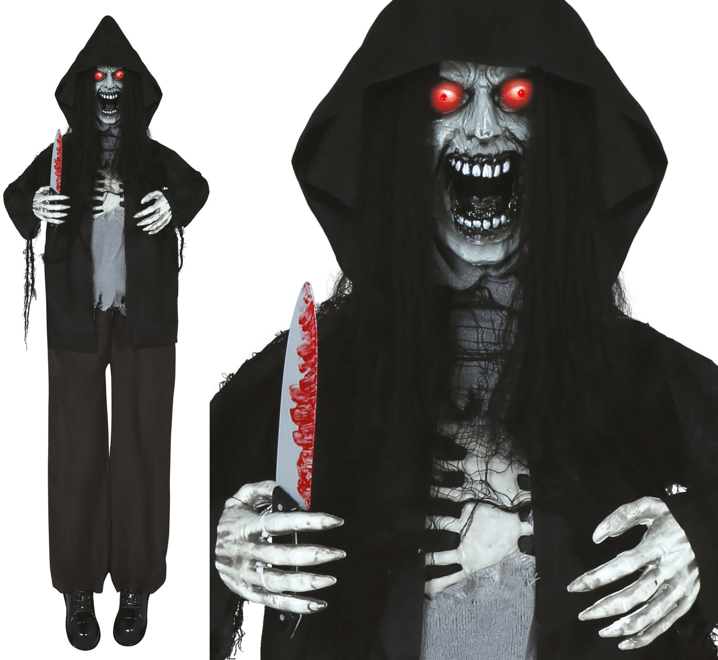Zombie Killer Dekofigur 180 cm – mit Licht, Sound & Bewegung