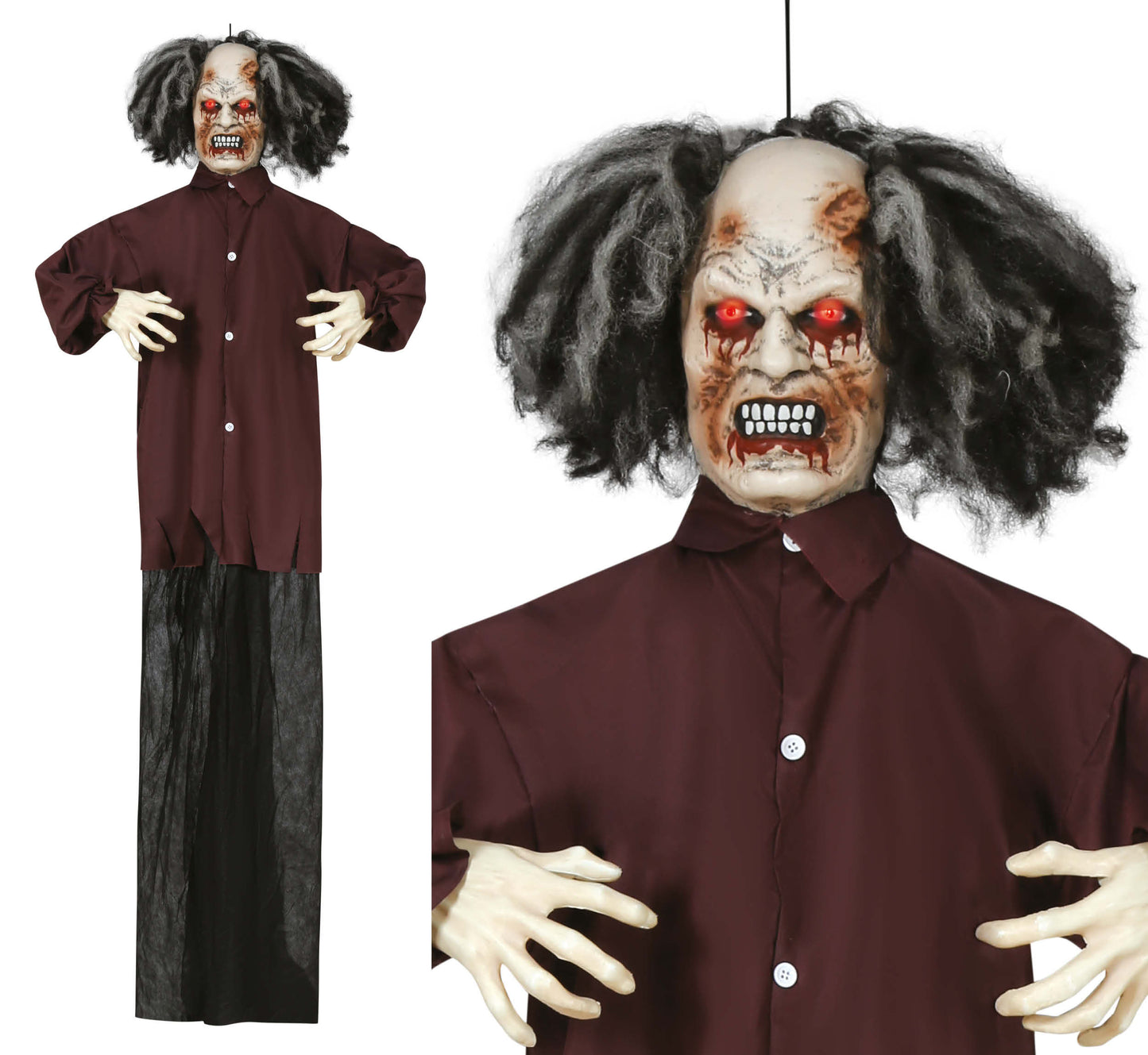 Zombie Hängedeko 180 cm – mit Licht, Sound & Bewegung