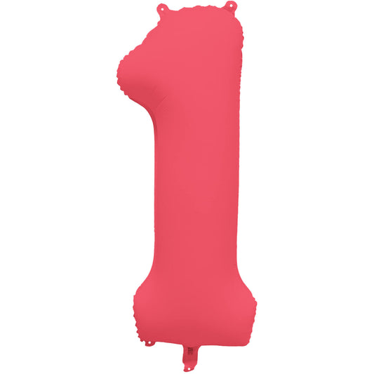 Folienballon Zahl - Neon Rot - 86 cm