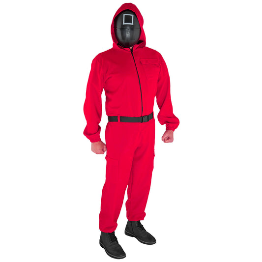 Kinder Jumpsuit Rot mit Viereck-Maske