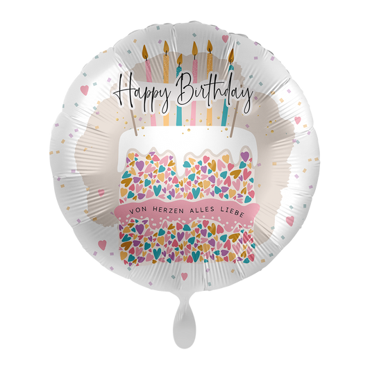 Folienballon – Happy Birthday Bunter Kuchen Ø 45 cm