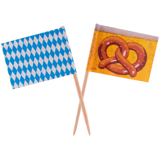 Oktober Bierfest Partypicker mit Fähnchen - 50 Stück