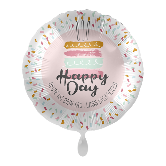 Folienballon – Happy Day Kuchen Ø 45 cm