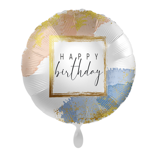 Folienballon – Goldener Birthday Frame Ø 45 cm