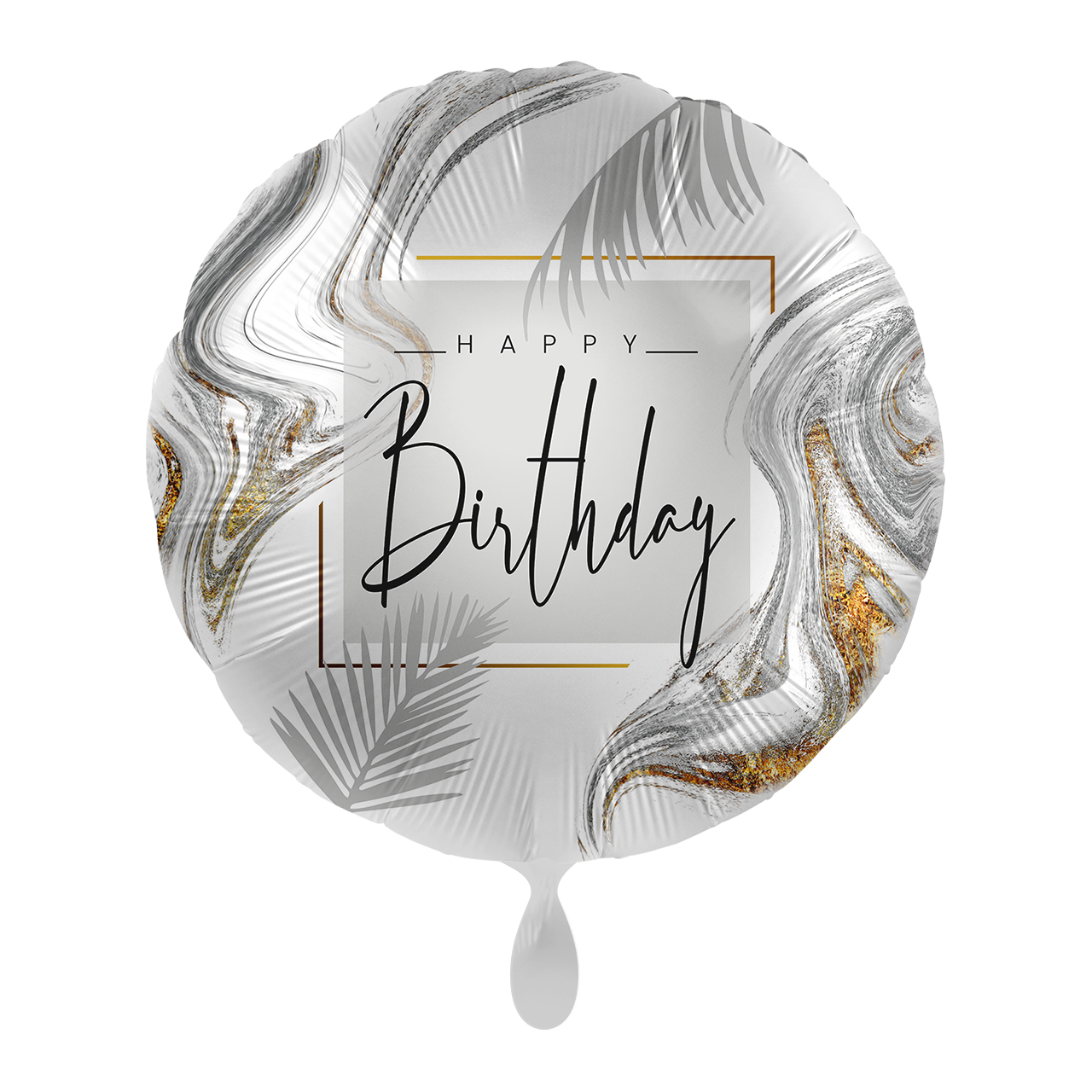 Folienballon Ø 43 cm – Modern Silver Happy Birthday