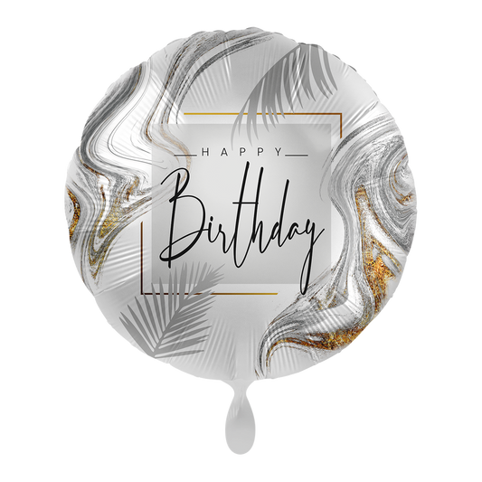 Folienballon Ø 43 cm – Modern Silver Happy Birthday