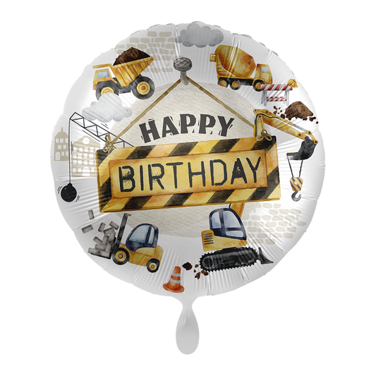 Folienballon – Baucrew Happy Birthday Ø 45 cm