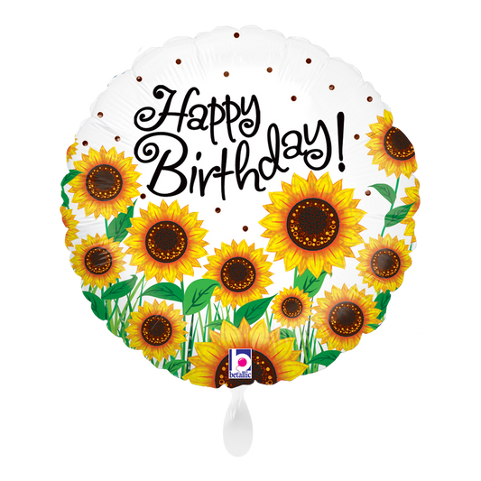 Ballon – Sun Sunflowers „Happy Birthday“ Folienballon Ø 45 cm
