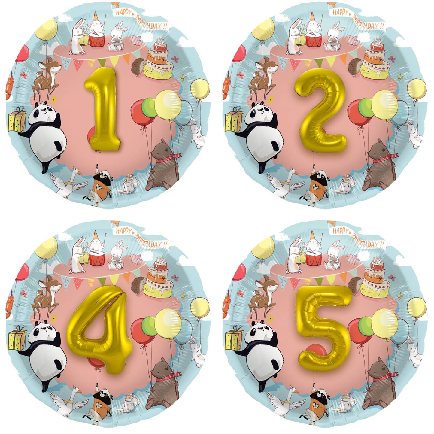 3D Folienballon Tiere – Zahlen 1 bis 5 - 56 cm