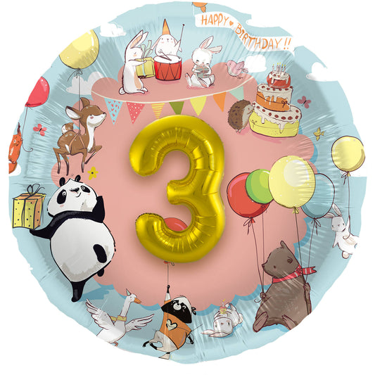 3D Folienballon Tiere – Zahlen 1 bis 5 - 56 cm