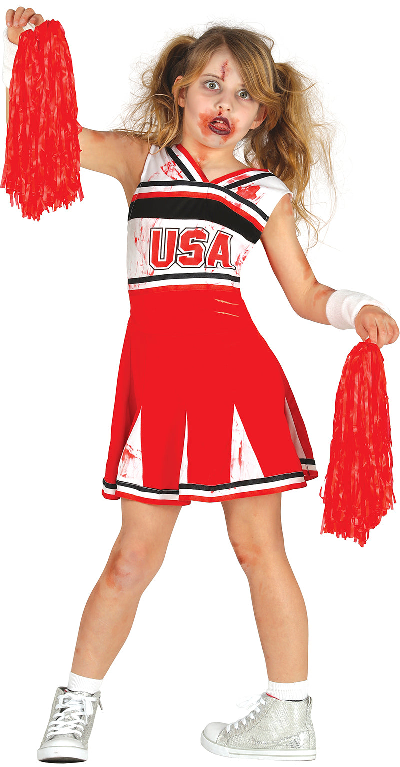 Zombie Cheerleader Kinderkostüm – Gruseliges Halloween Outfit für kleine Cheerleader
