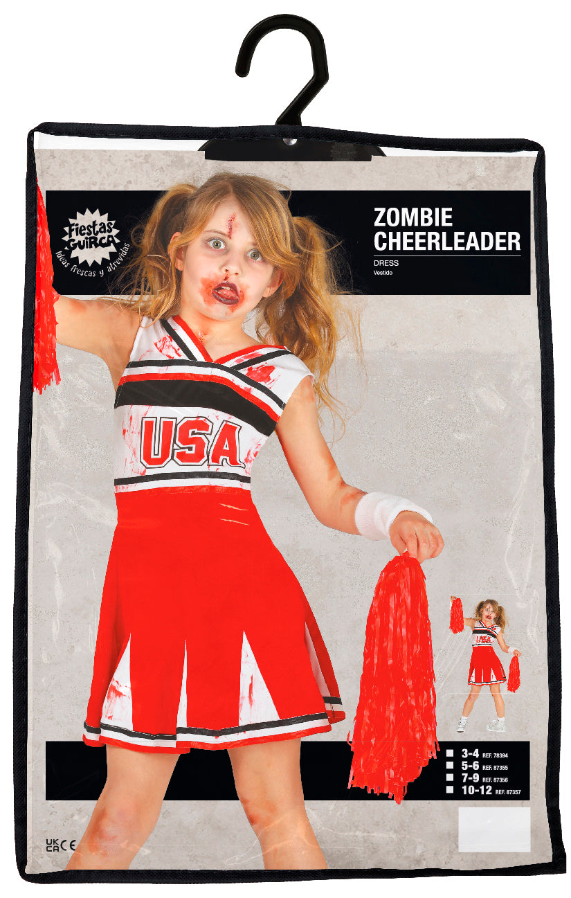 Zombie Cheerleader Kinderkostüm – Gruseliges Halloween Outfit für kleine Cheerleader