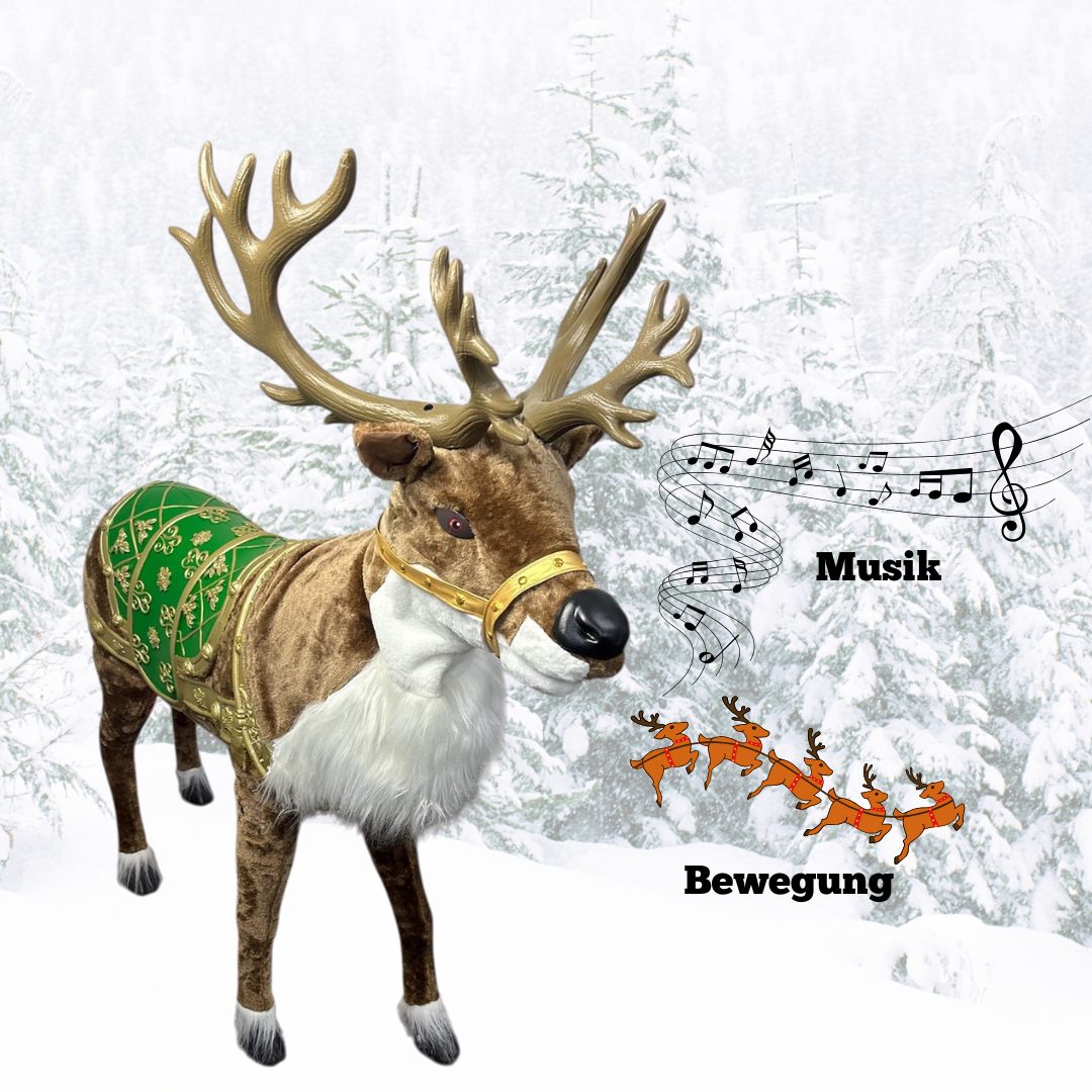 Weihnachts-Rentier 122 cm – Bewegliche Animatronic mit Musik & Licht