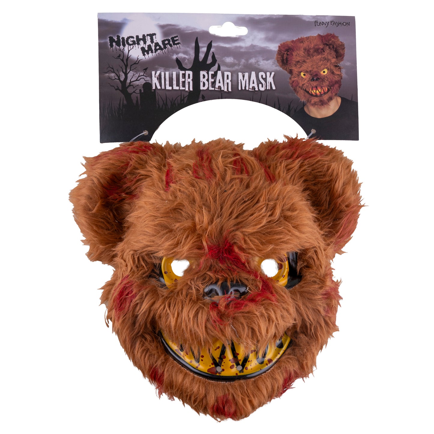Grusel Bär Maske – Braun, Horror Tiermaske für Halloween & Party