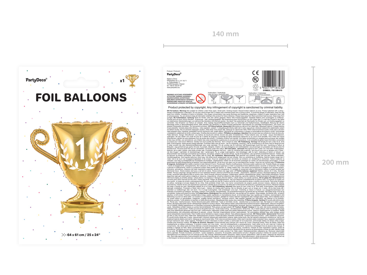 Folienballon „Pokal“ – 64 x 61 cm, gold