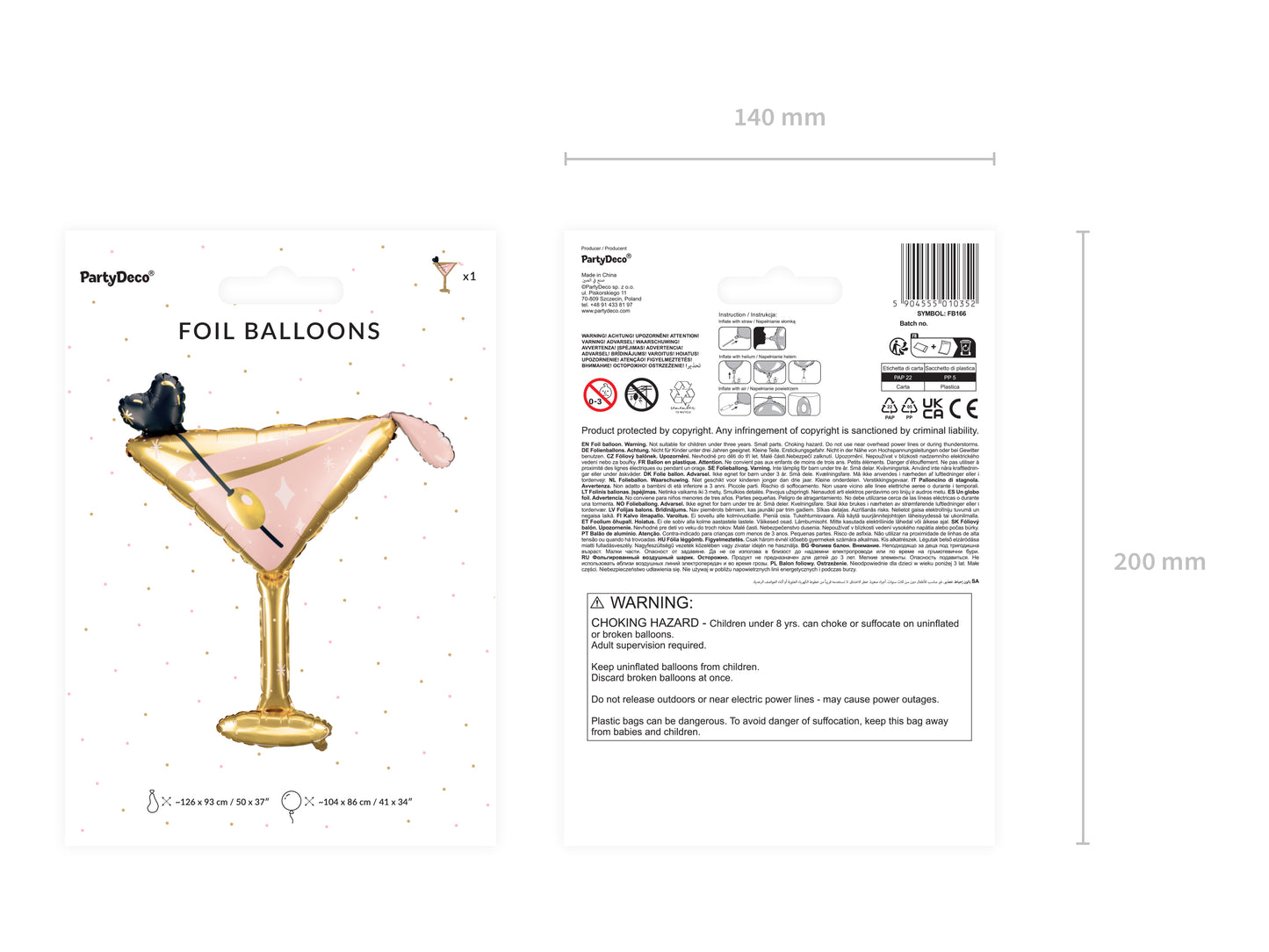 Folienballon Cocktailglas – 126 x 93 cm