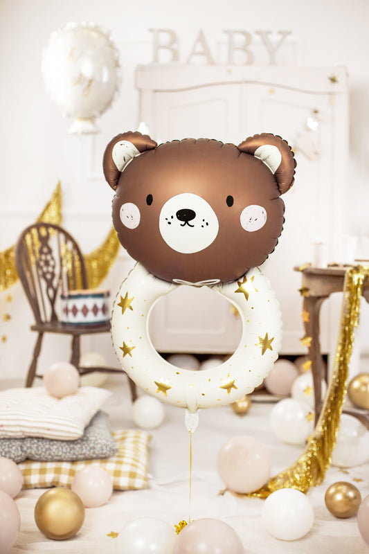 Folienballon Teddybär mit Rassel – 61 x 88 cm