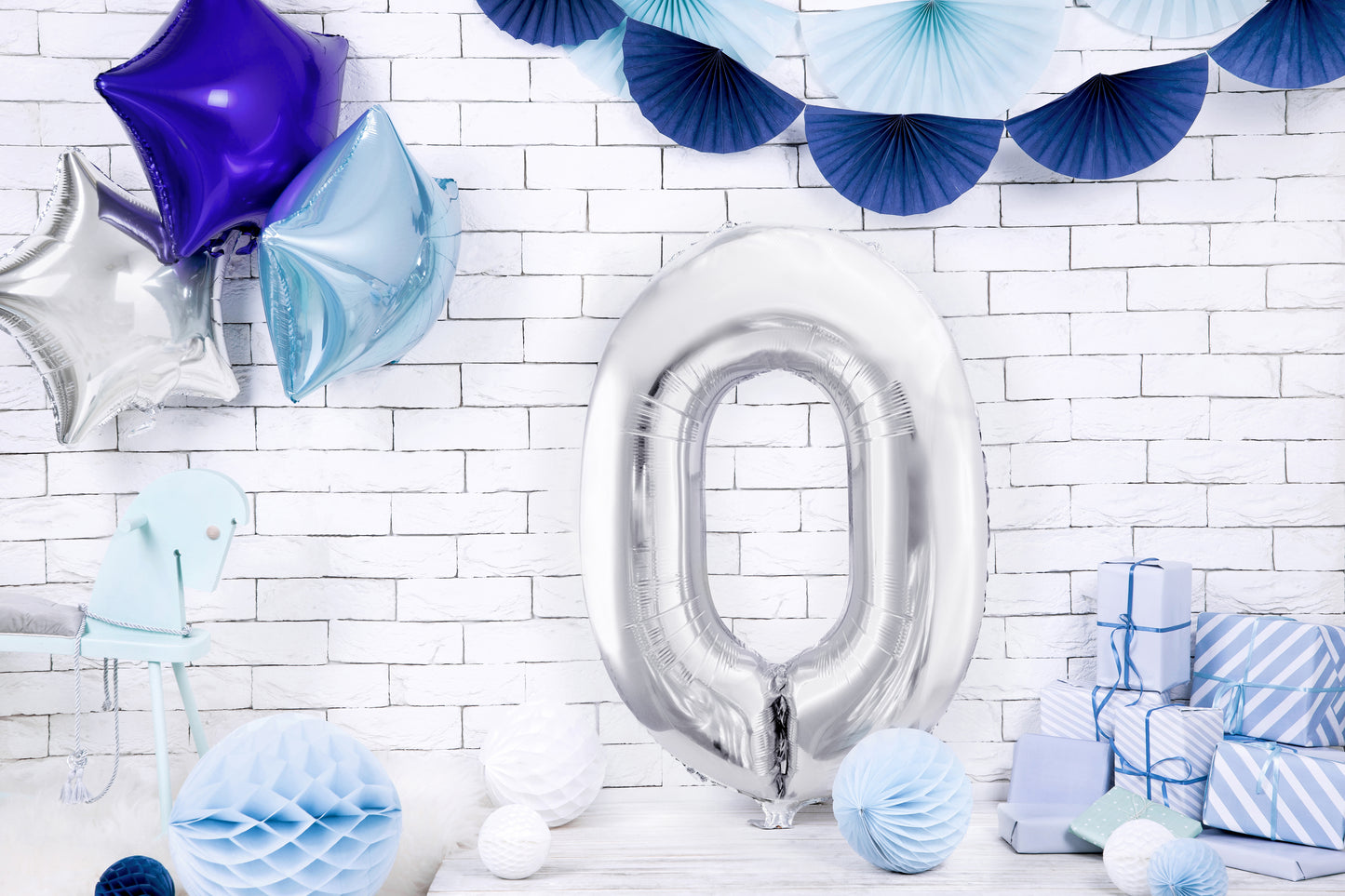 Folienballon Zahl – 86 cm, Silber