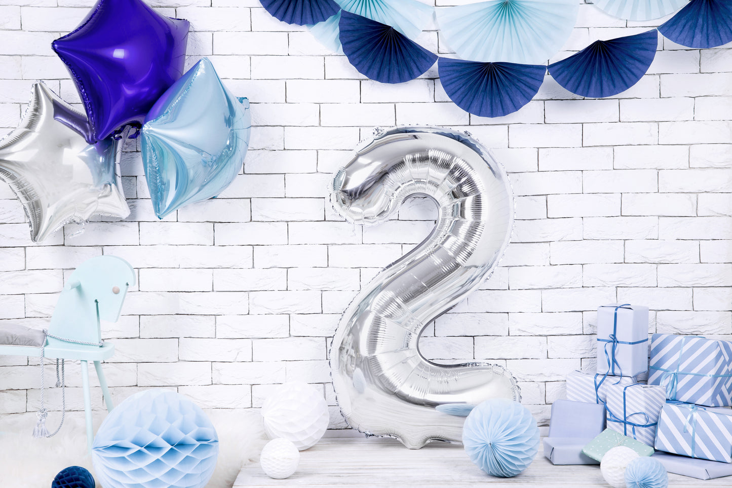 Folienballon Zahl – 86 cm, Silber