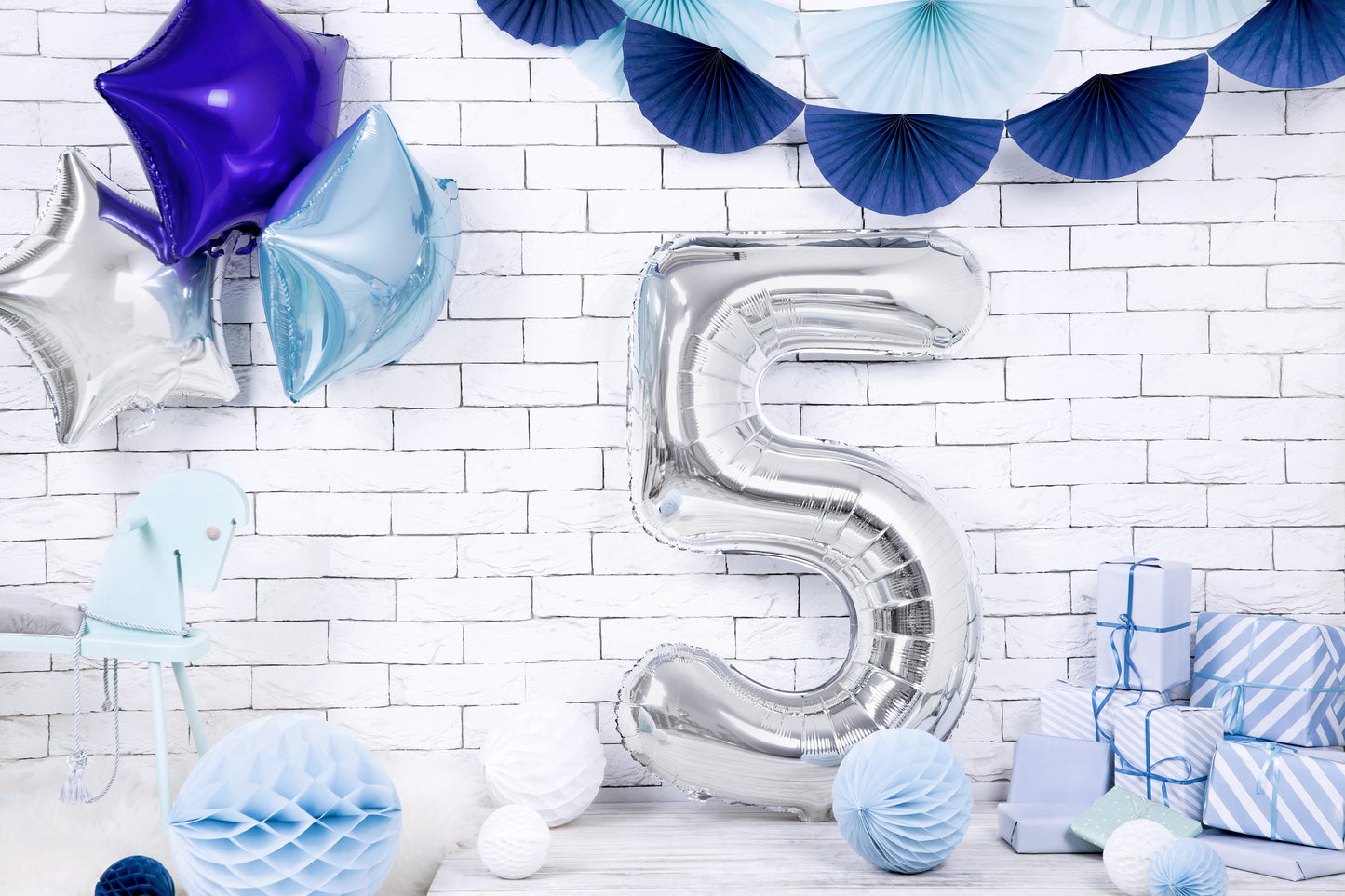 Folienballon Zahl – 86 cm, Silber