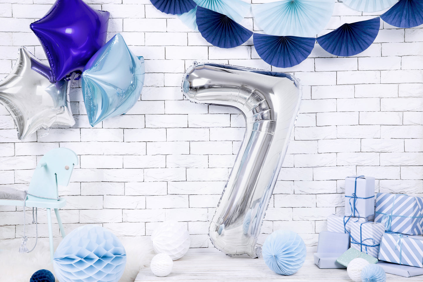 Folienballon Zahl – 86 cm, Silber