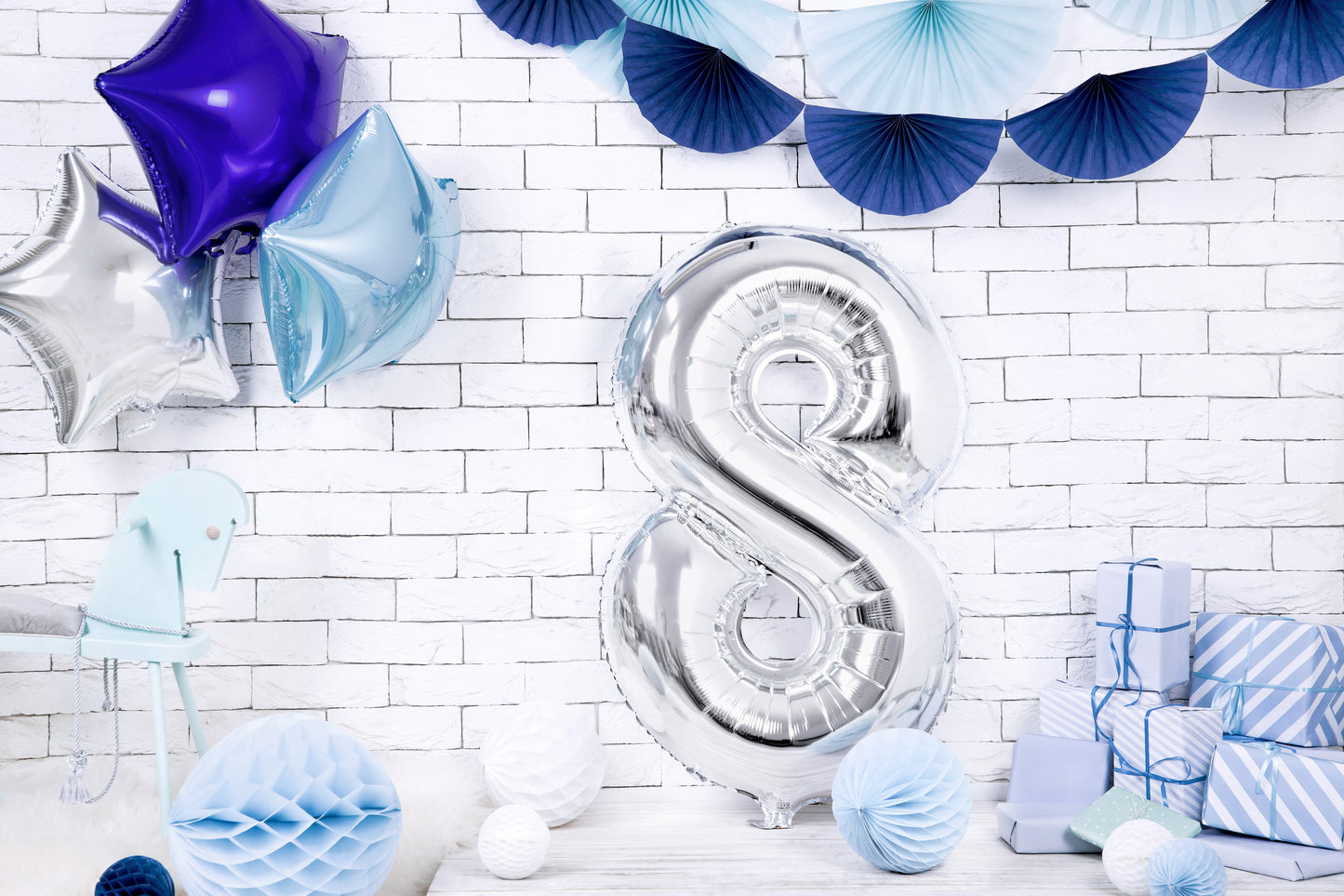 Folienballon Zahl – 86 cm, Silber