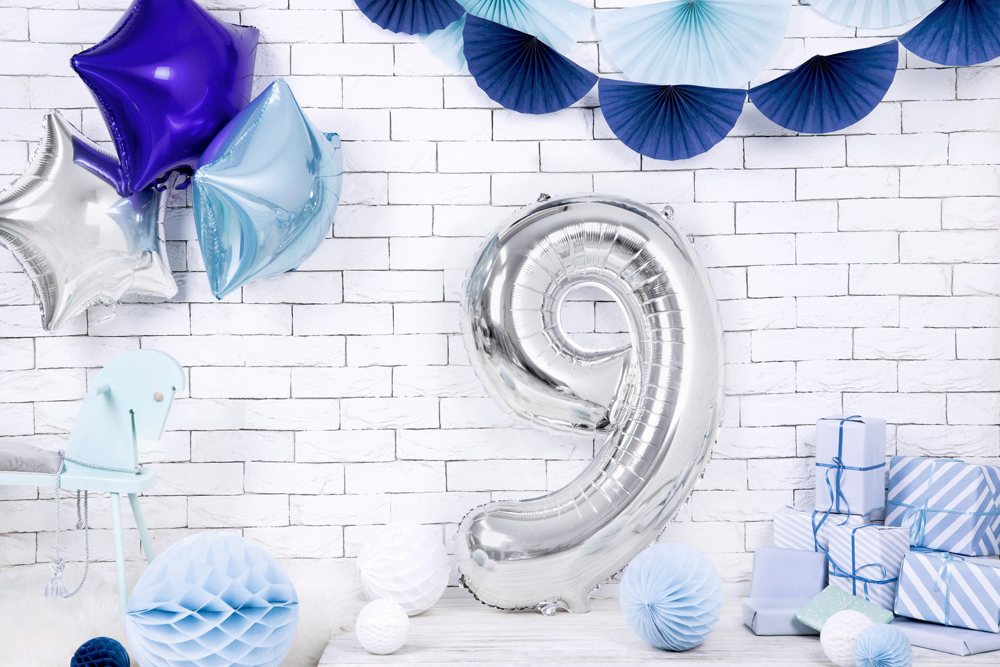 Folienballon Zahl – 86 cm, Silber