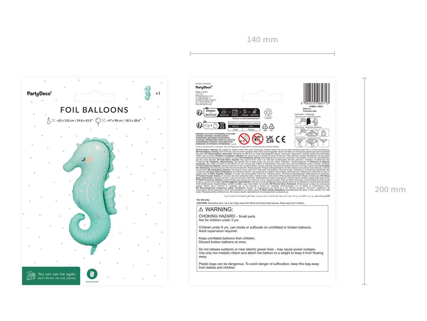 Folienballon „Seepferdchen“ – 47 x 98 cm