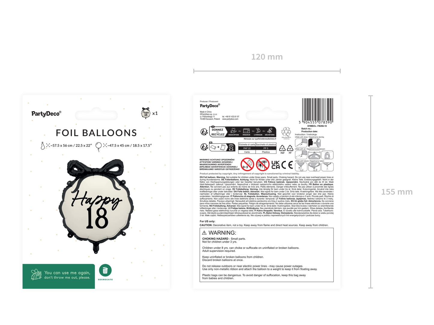 Folienballon Elegant „Happy 18“ – 47,5 x 45 cm