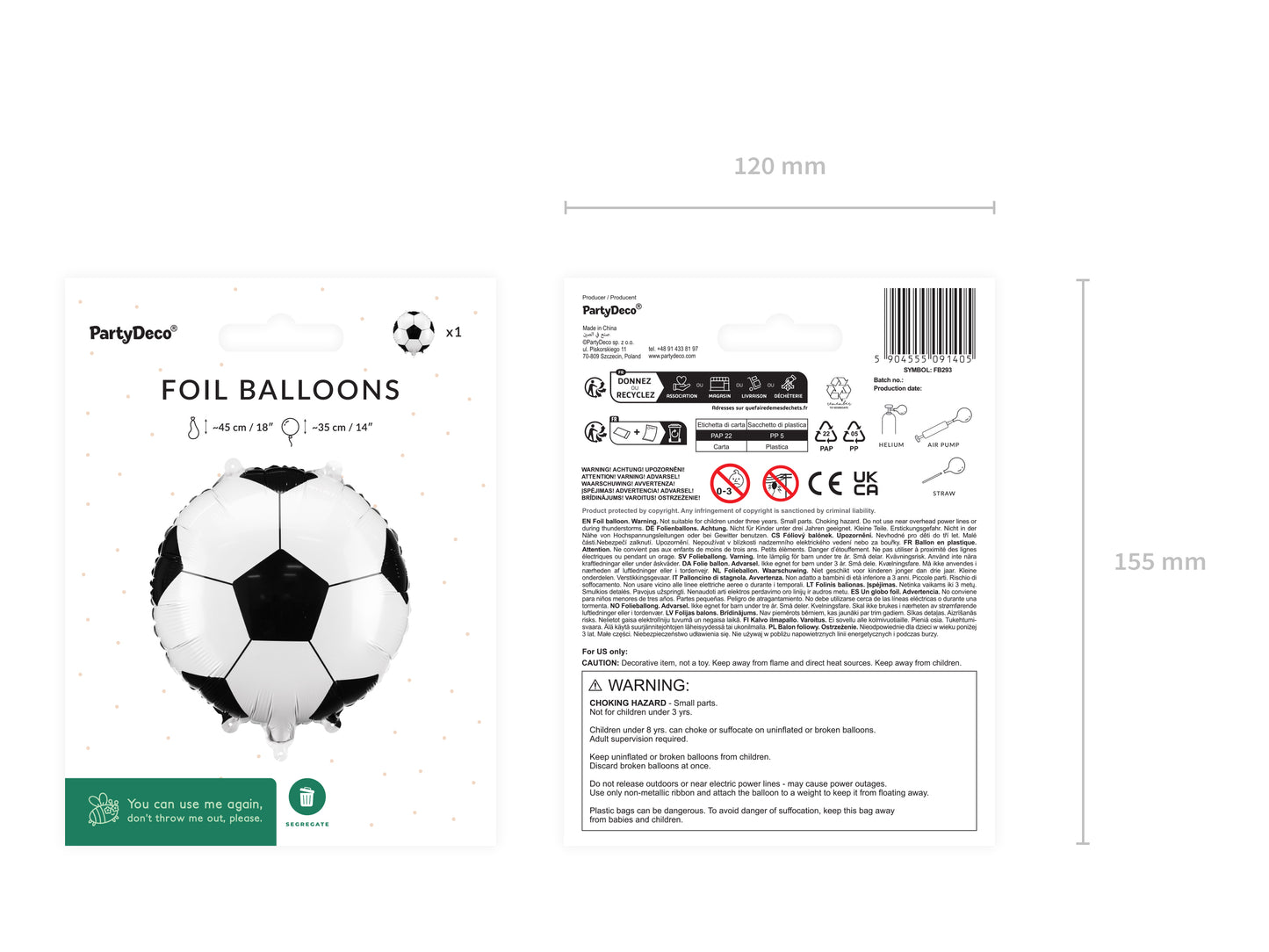 Folienballon Fußball – 35 x 35 cm