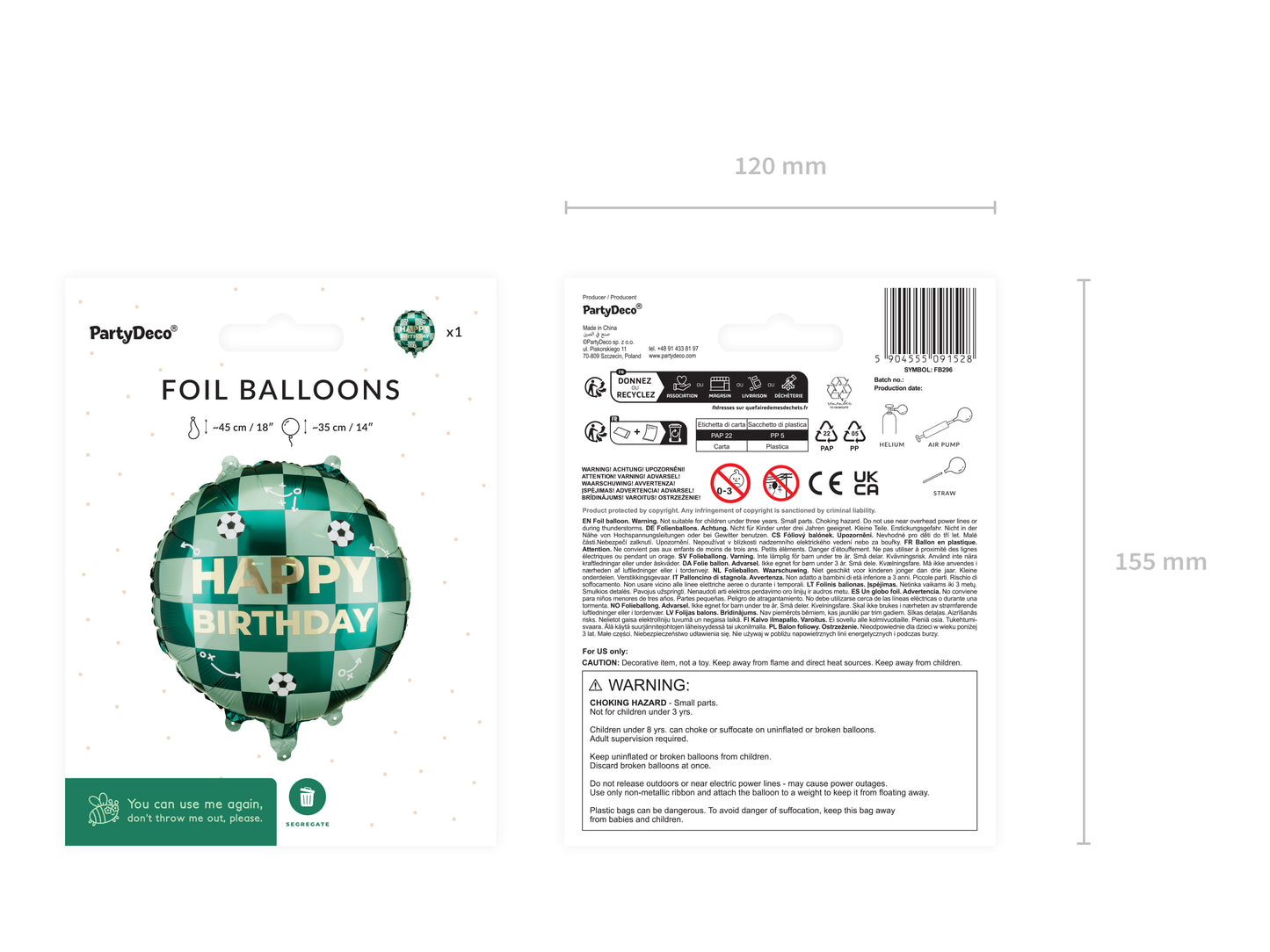 Folienballon „Happy Birthday“ mit bunten Bällen – 35x35 cm